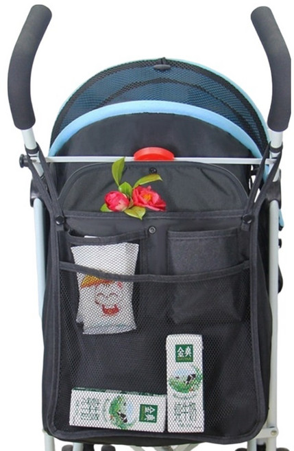 아워웍스 간편한 유모차 정리 대용량 이중망 수납백 특대형, 블랙, 1개