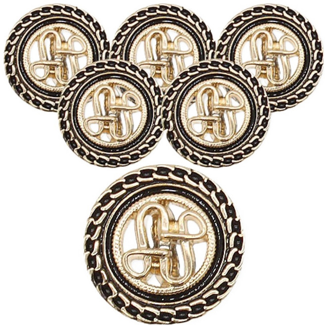 동대문단추왕 럭셔리2 메라코트 단추 23mm, 골드블랙, 6개