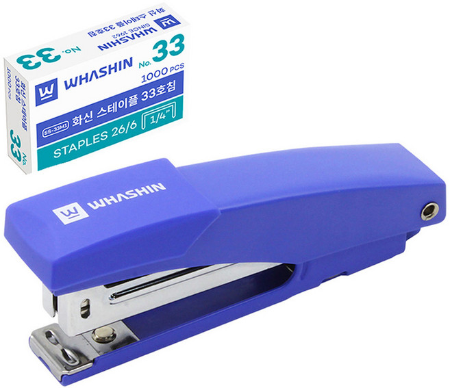 화신 핸디형 스테이플러 135K + 33호침 1000p 세트, 블루, 1세트