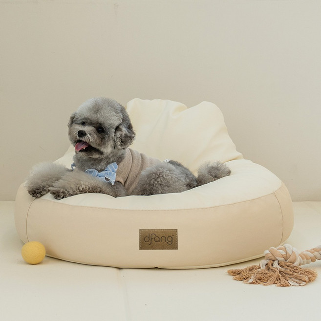 디팡 반려동물 펫플레이 원형빈백 방석 쿠션, 카푸치노, 1개