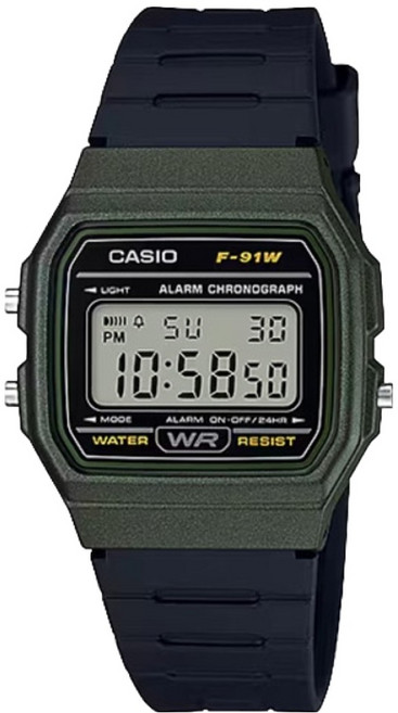 카시오 남성용 각인 응원메세지 군인 전자 손목시계 F-91WM-3A
