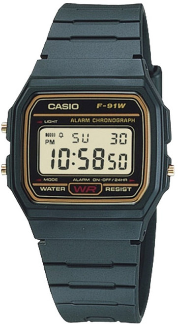 CASIO 卡西歐 男士入伍禮物 軍人應援訊息 刻字電子手錶 35.2 x 38.2 x 8.5 mm F-91WG-9S