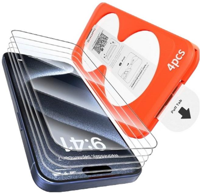 수피 원터치 자동부착 풀커버 강화유리필름 4p 세트 SP001, 1세트