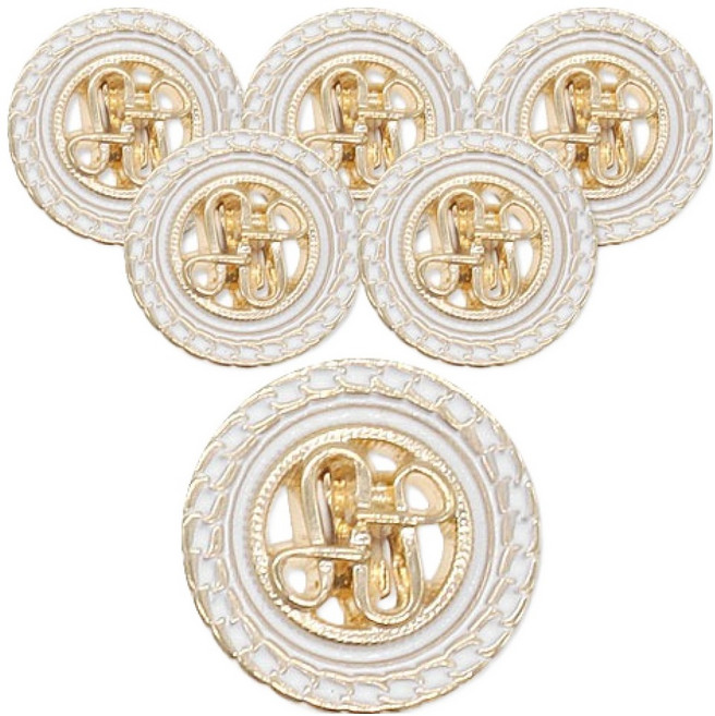 동대문단추왕 럭셔리2 메라코트 단추 23mm, 골드화이트, 6개