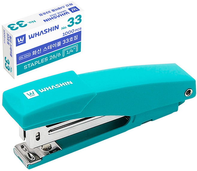 화신 핸디형 스테이플러 135K + 33호침 1000p 세트, 그린, 1세트