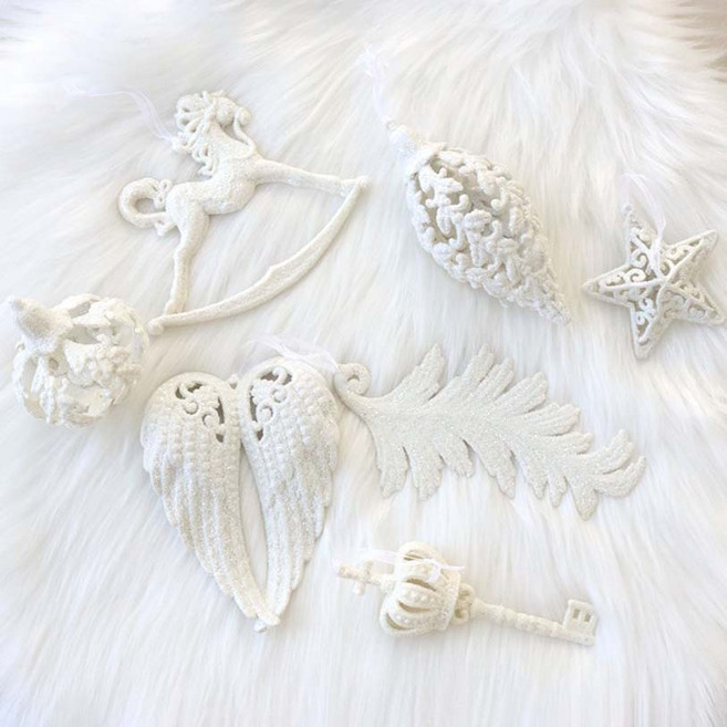 모리앤 크리스마스 클래식무드 트리장식 오너먼트 7종 A세트, 퓨어화이트, 1세트