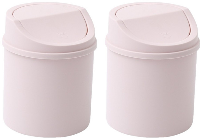 오템 미니 탁상용 휴지통 2p, 핑크