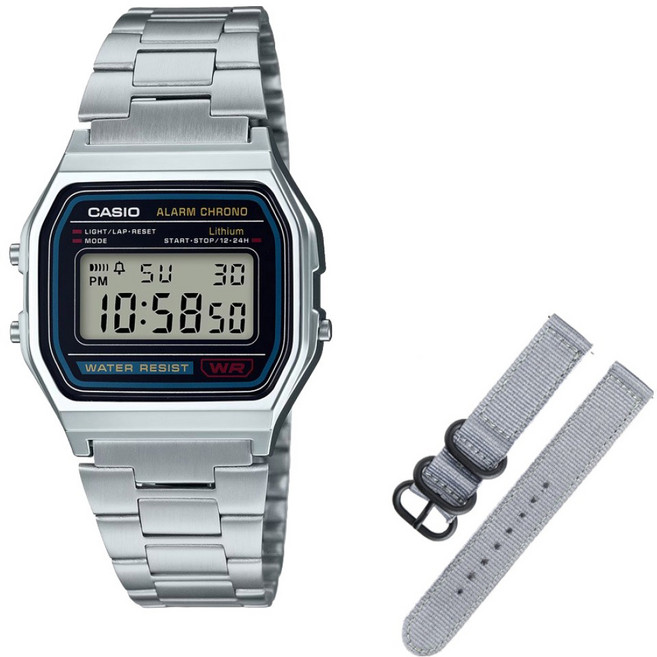 카시오 디지털 전자시계 A158WA-1D + 나토밴드 + 공구 세트
