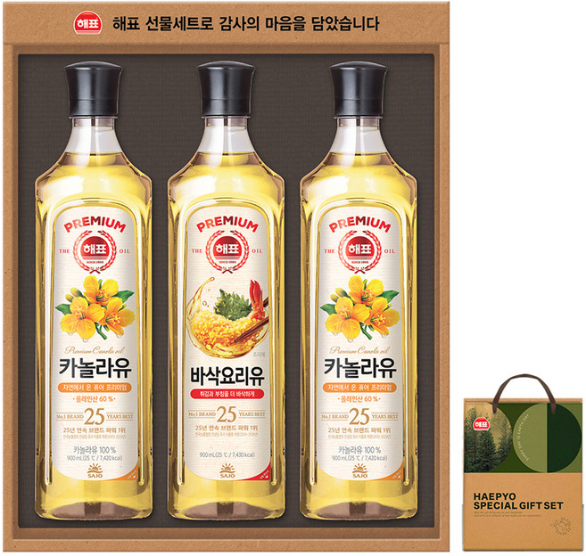 해표 고급유 10호 선물세트 + 쇼핑백, 1세트