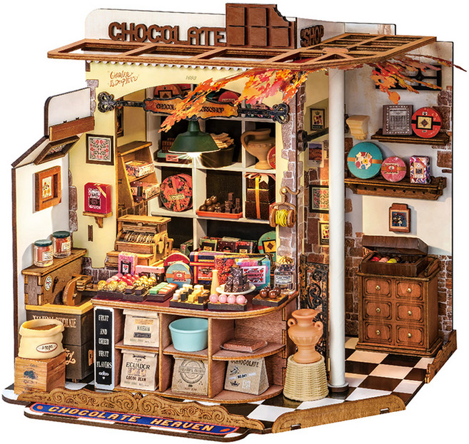 로보타임 DIY 미니어처 헨리 초콜릿상점 DG174, 혼합색상, 1개, 330피스