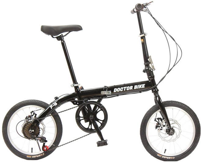 닥터바이크 미니벨로 스틸프레임 기어 6단 자전거 F-16 방문설치, 블랙, 95cm, 1개