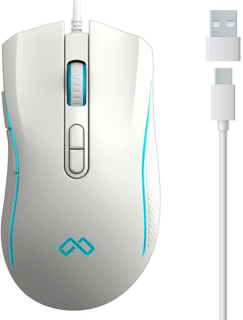 맥스틸 C타입 USB 무소음 게이밍 유선 마우스, 화이트, GM-C3U