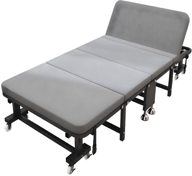 彬彬小舖 多段可調節 辦公室午休 豪華折疊床, 黑色 + 灰色