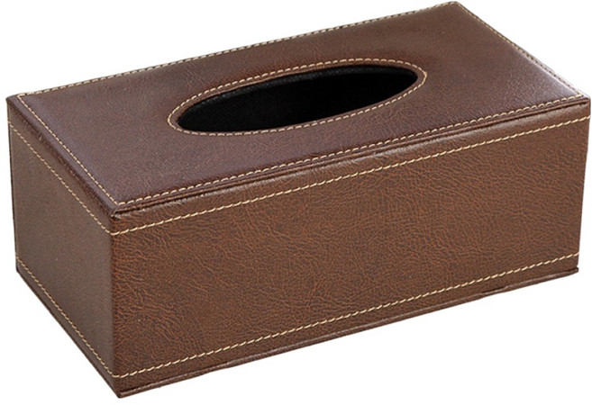 橡合杉 皮革紙抽盒, 1個, 羊皮紋 咖色