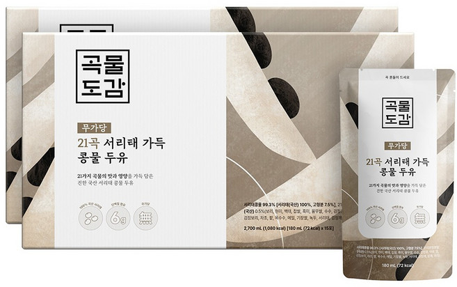 곡물도감 국산 무가당 21곡 서리태 가득 콩물두유, 180ml, 30개
