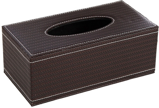OAK&FIR 橡合杉 皮革紙抽盒, 1個, 麥穗紋 深棕色