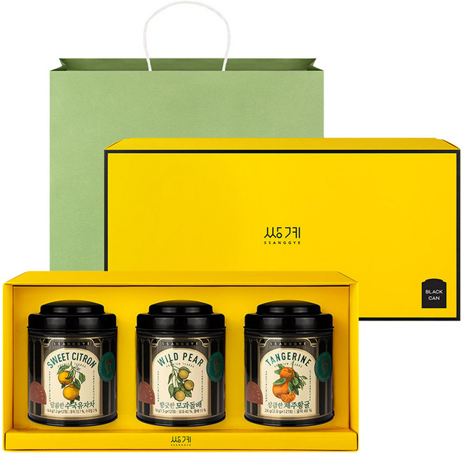쌍계명차 티마스터캔 과일블렌딩 3종 선물세트, 제주황귤 12p +모과돌배 12p + 수국유자차 12p, 1세트