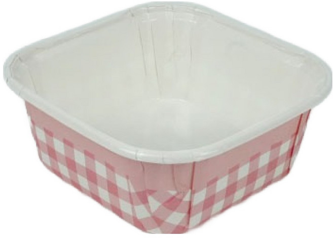 천운패키지 브레드 롤컵 정사각, 핑크체크, 50개