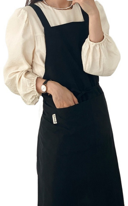 한스데이 방수 일자형 앞치마, 블랙, 1개