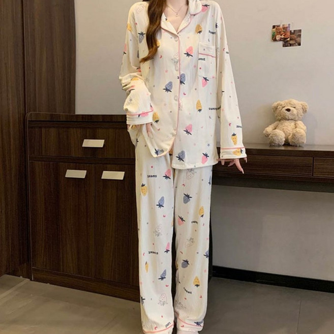 Twistar 女款毛圈布睡衣 長袖上衣 + 下身套裝