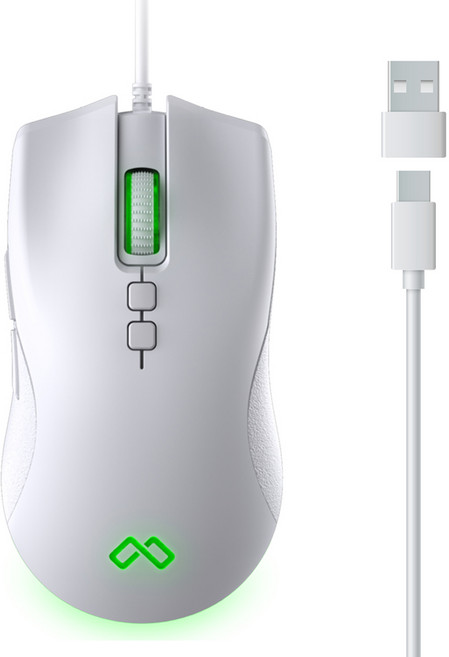 MAXTILL Type-C USB 靜音電競有線滑鼠, 白色, GM-C2U