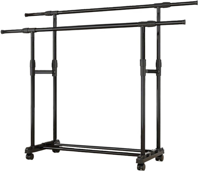 WE CHAMP H型雙桿可移動衣架 WCB-041, 黑色