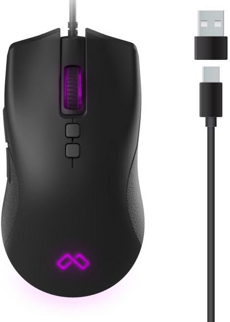 맥스틸 C타입 USB 무소음 게이밍 유선 마우스, 블랙, GM-C2U