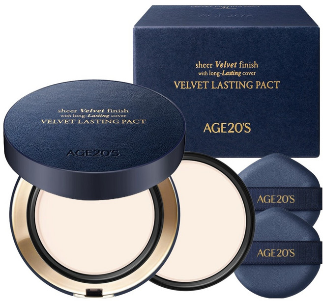 에이지투웨니스 벨벳 래스팅 팩트 본품 14g + 리필 14g 세트, 19C 퓨어, 1개