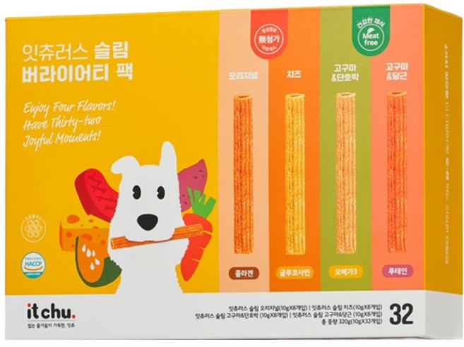 잇츄 강아지 잇츄러스 슬림 버라이어티팩 덴탈껌 32p, 혼합맛, 320g, 1개 - 쿠팡