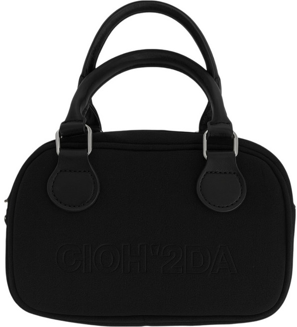 MDMS 撞色麂皮絨迷你手提包, 黑色