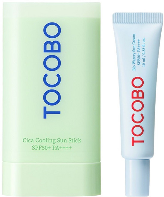 TOCOBO 積雪草涼感防曬棒 18g + 生物水潤防曬霜 10ml SPF50+ PA++++, 1套
