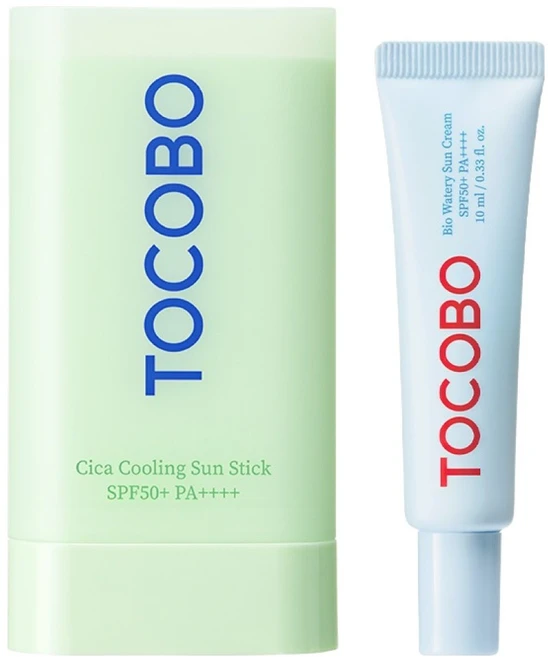 토코보 시카 쿨링 선스틱 18g + 바이오 워터리 선크림 10ml SPF50+ PA++++ 세트, 1세트 - 쿠팡
