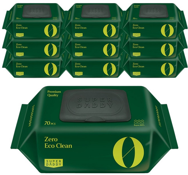 슈퍼대디 제로 에코클린 물티슈 캡형, 70g, 70개입, 10개