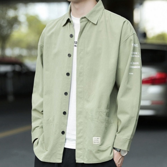 JTL 男款主題袖子字母寬鬆襯衫