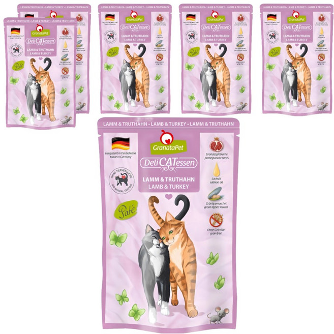 GranataPet 葛蕾特 精緻食光主食系列 貓餐包 2號, 85g, 6個, 羊肉 + 火雞