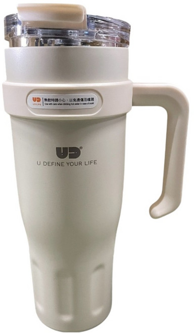 UdiLife 優的生活大師 樂司 不鏽鋼手把夠飲杯, 1個, 奶白色, 1.2L