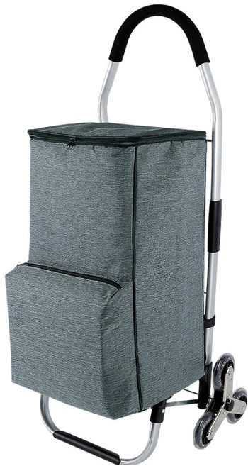 Quasi 艾瑪偲保冷輕量摺疊三輪購物車, 1個, 灰色