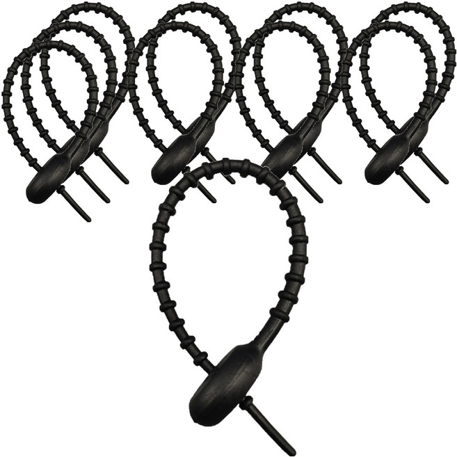 앞날창창 말랑 실리콘 키링고리 스트랩 케이블타이, 블랙, 10개