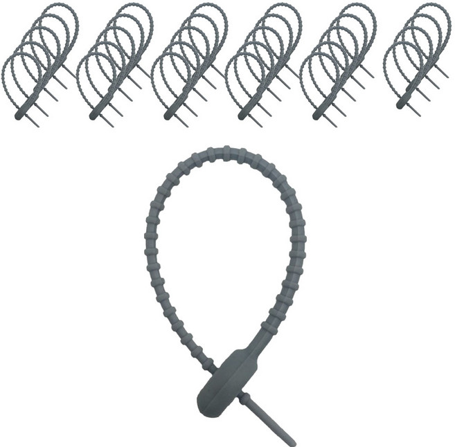 앞날창창 말랑 실리콘 키링고리 스트랩 케이블타이, 그레이, 30개