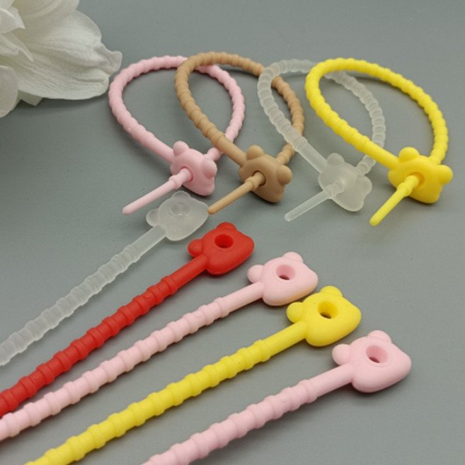 앞날창창 말랑 실리콘 키링고리 스트랩 케이블타이 베어곰, 랜덤발송, 10개