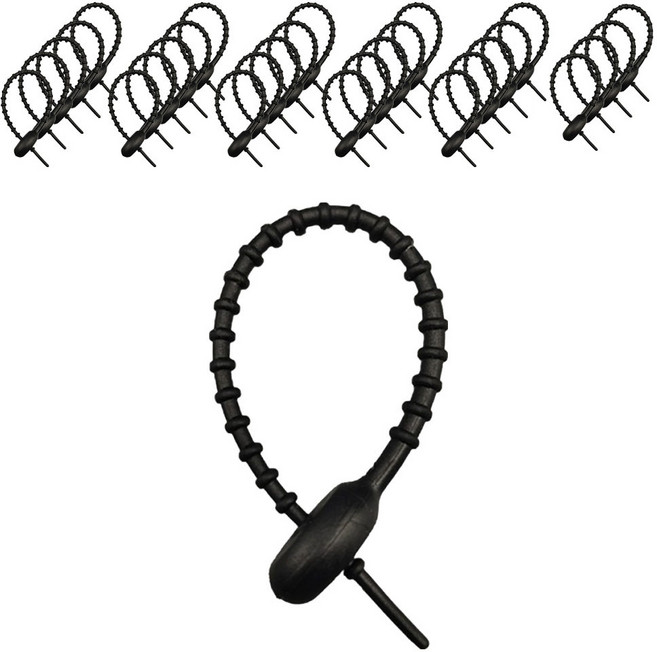 앞날창창 말랑 실리콘 키링고리 스트랩 케이블타이, 블랙, 30개