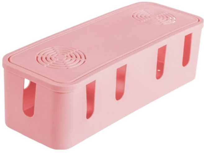 앞날창창 멀티탭 콘센트 전선 케이블 보관 정리함, 핑크, 1개