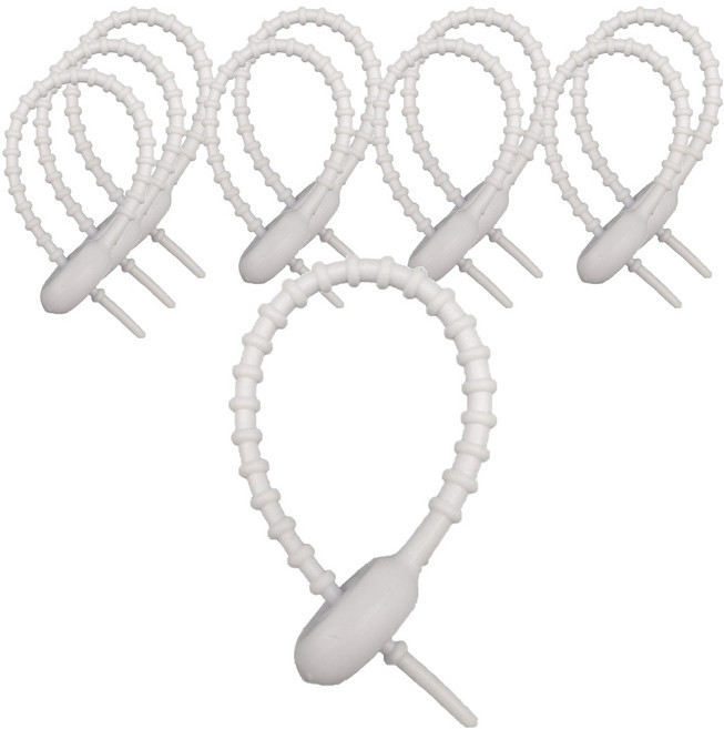 앞날창창 말랑 실리콘 키링고리 스트랩 케이블타이, 화이트, 10개