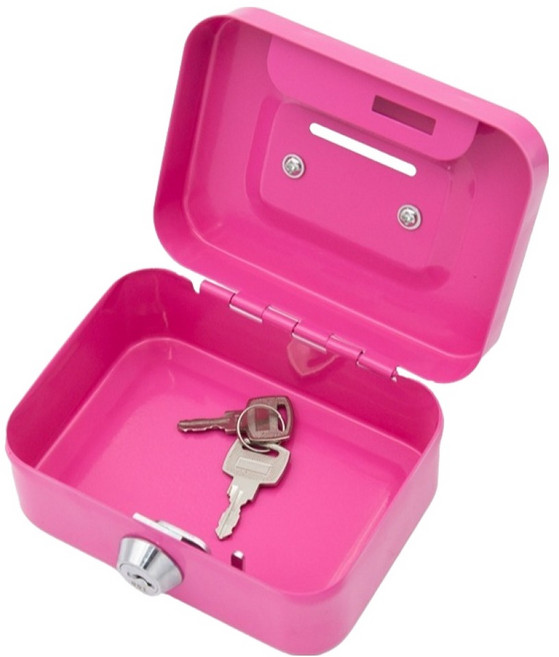 쿠쏘 휴대용 열쇠형 비밀금고 저금통 11.5cm, 핑크
