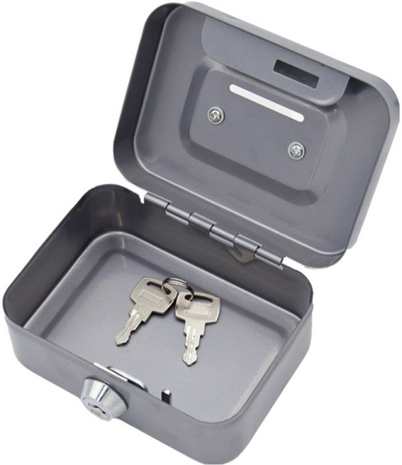 쿠쏘 휴대용 열쇠형 비밀금고 저금통 11.5cm, 그레이