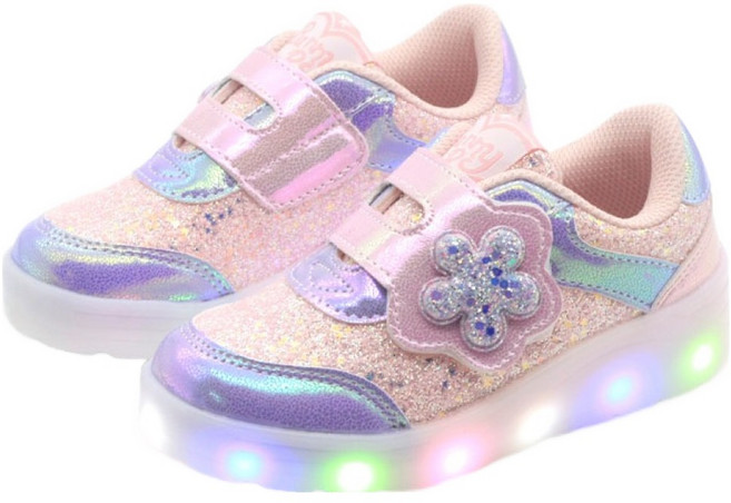 마미트리 아동용 RD 플라워 반도 LED 운동화