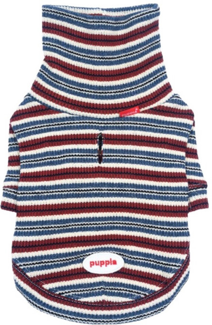 퍼피아 반려동물 헤리티지 스트라이프 터틀넥 티셔츠 TR2253, 와인, 1개