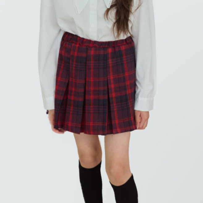 에스엠투 여아용 체크 플리츠 스커트