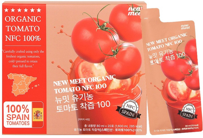 뉴밋 유기농 토마토 착즙 100, 1.6L, 1박스