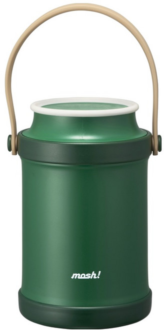 모슈 스테인리스 일체형 진공 보온 도시락, 그린, 1.3L, 1개